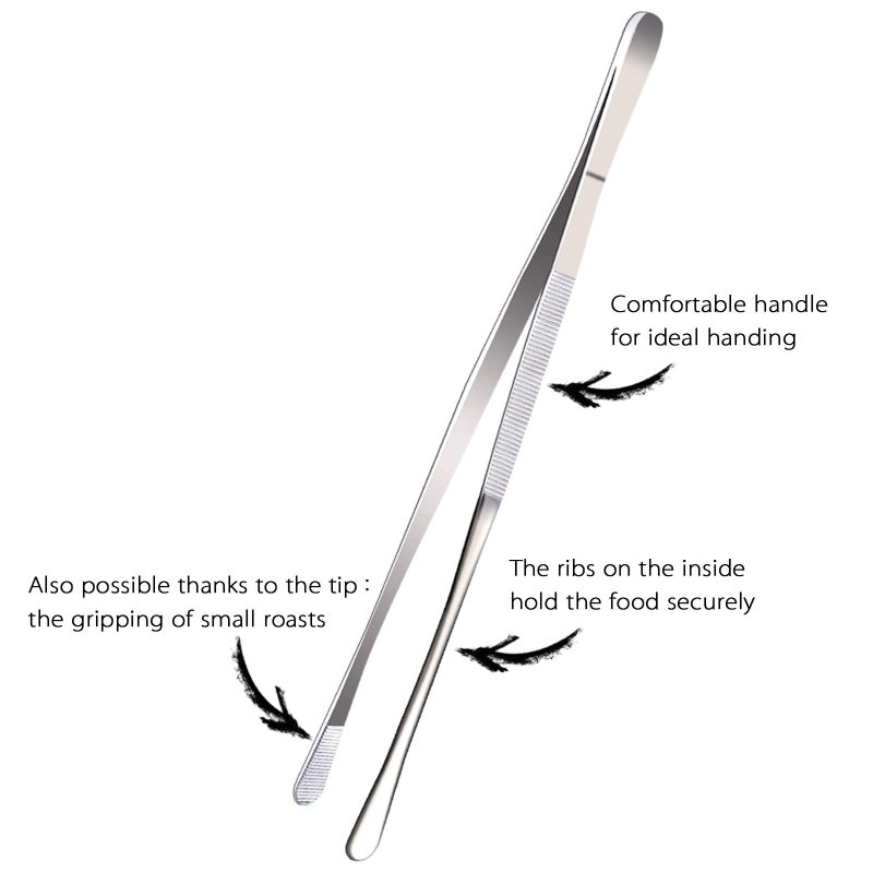Tangoowal 12-Inch Professional Kitchen & Cooking Tweezers Tongs - Stainless Steel Long Tweezer Tongs - BBQ,Plating,Multi-use - Image 2